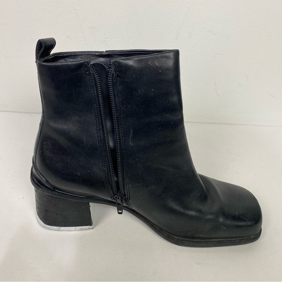 Vintage Ecco y2k square toe leather ankle boots grunge gothic minimalist goth - Picture 3 of 9